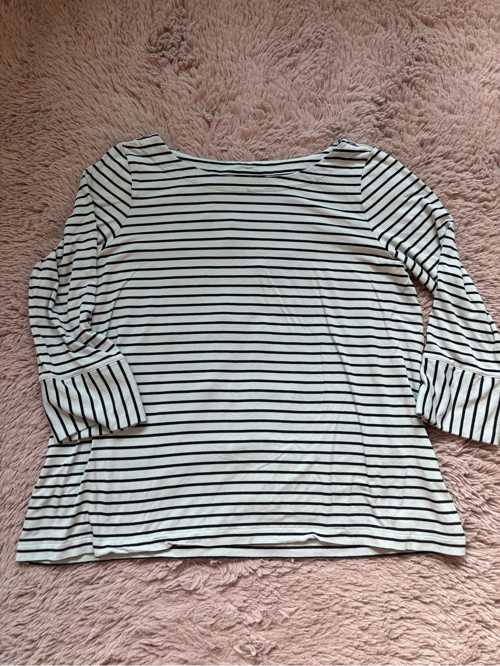 J. Jill Wearever Collection Blue Striped Boatneck 3/4 Sleeve Top size Medium